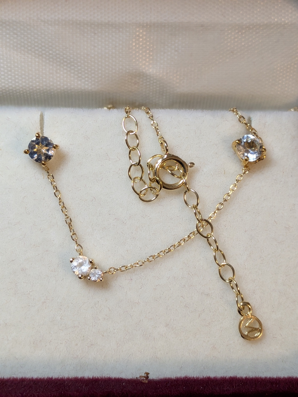 Mejuri Set Gold Hue 14k Gold Necklace & 18k Vermeil White Topaz Stud Earrings - Picture 3 of 15